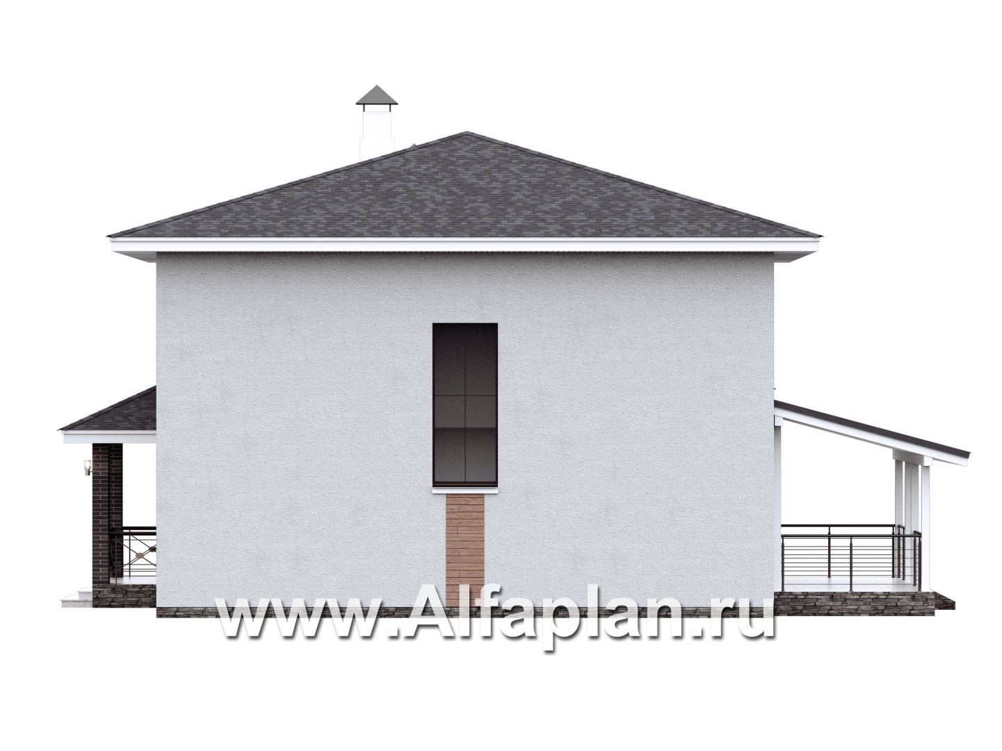 Проекты домов Альфаплан - "Антропный принцип" - проект экономичного дома со вторым светом из газобетона - изображение фасада №2
