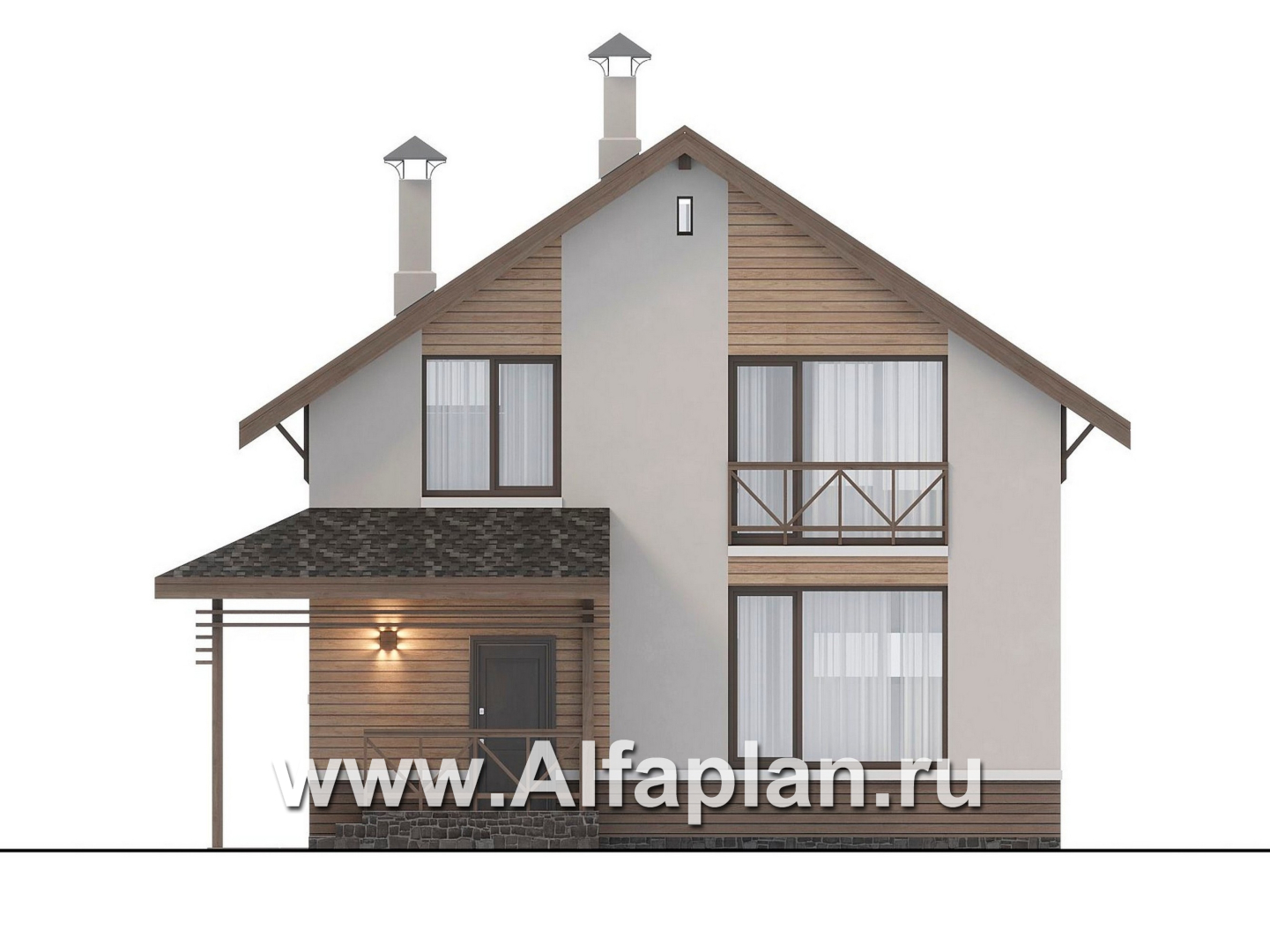 Проекты домов Альфаплан - "Бессер" - проект рационального каркасного дома - изображение фасада №1