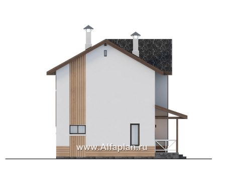 Проекты домов Альфаплан - "Бессер" - проект рационального каркасного дома, строить быстро, жить - удобно - превью фасада №3