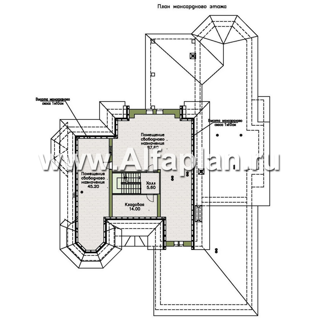 «Дворянское гнездо» - проект двухэтажного дома,  с двусветной гостиной и бассейном, семейный особняк в русском стиле - план дома