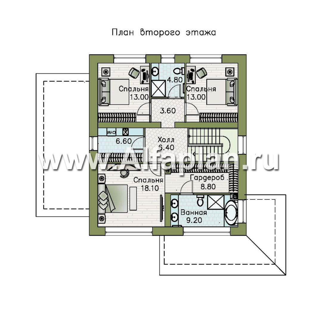 «Чистая линия» - проект дома, 2 этажа, мастер спальня, с террасой сбоку, в современном стиле - план дома