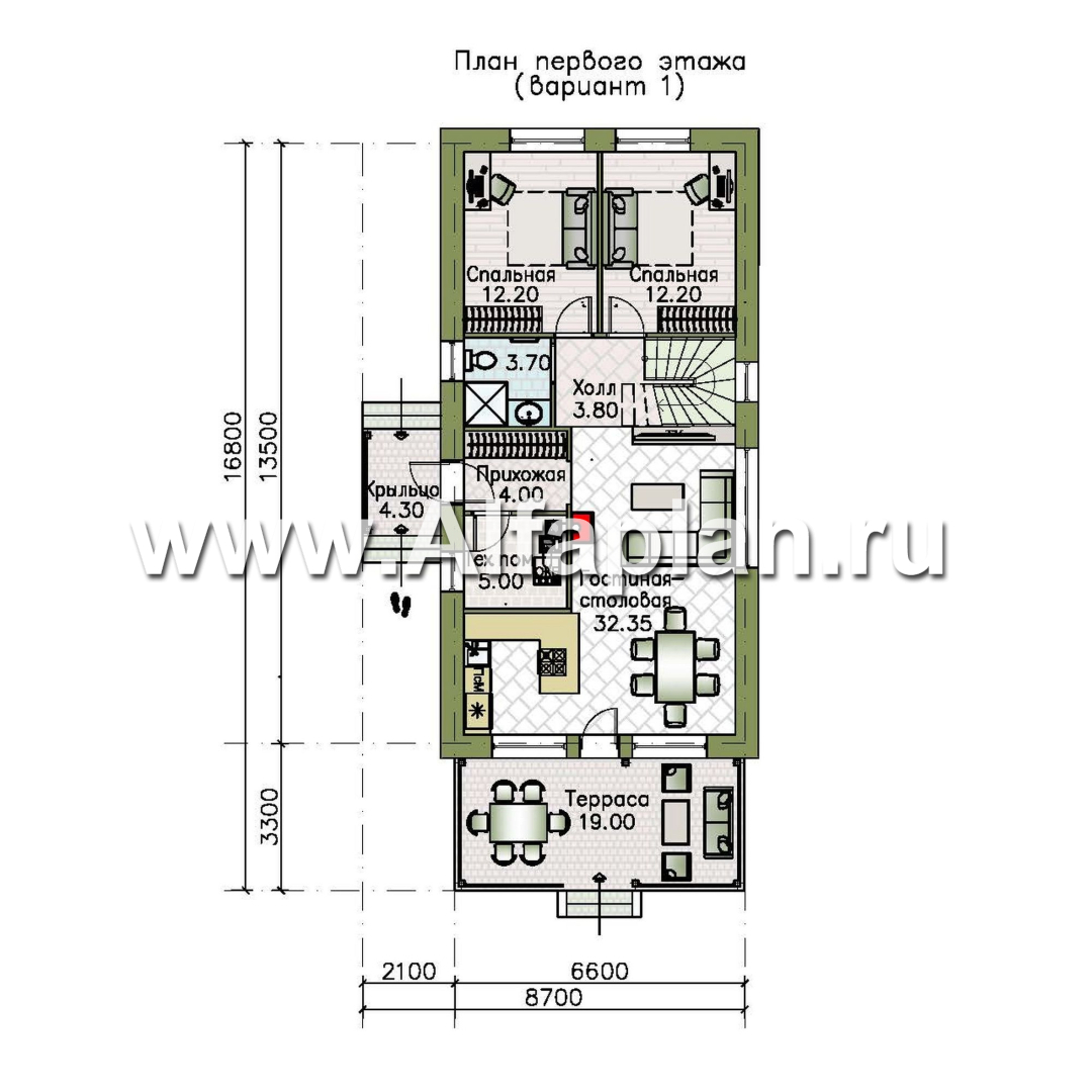 «Мой путь» - проект дома из кирпича, 2 этажа, с террасой и с 5-ю спальнями - план дома