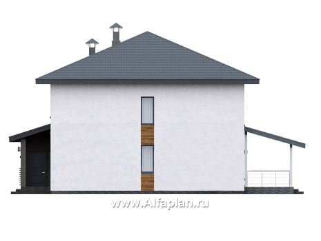 «Чистая линия» - проект дома, 2 этажа, мастер спальня, с террасой, кладовая на входе, в современном стиле - превью фасада дома