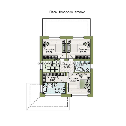 «Чистая линия» - проект дома, 2 этажа, мастер спальня, с террасой, кладовая на входе, в современном стиле - превью план дома