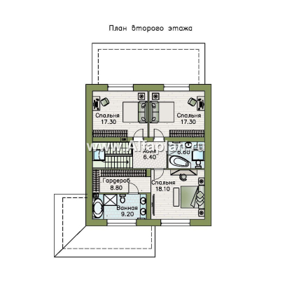 «Династия» - проект дома с мансардой, с террасой, мастер спальня - превью план дома