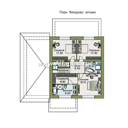 «Династия» - проект дома с мансардой, мастер спальня, с террасой и гаражом с мастерской - превью план дома
