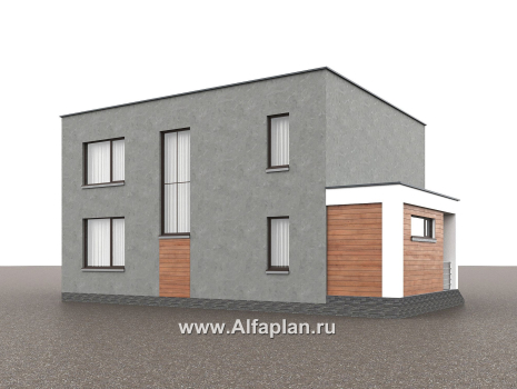 «Селектум» - красивый проект двухэтажного дома, планировка с мастер спальней, двусветная столовая, плоская крыша, в стиле минимализм - превью дополнительного изображения №3