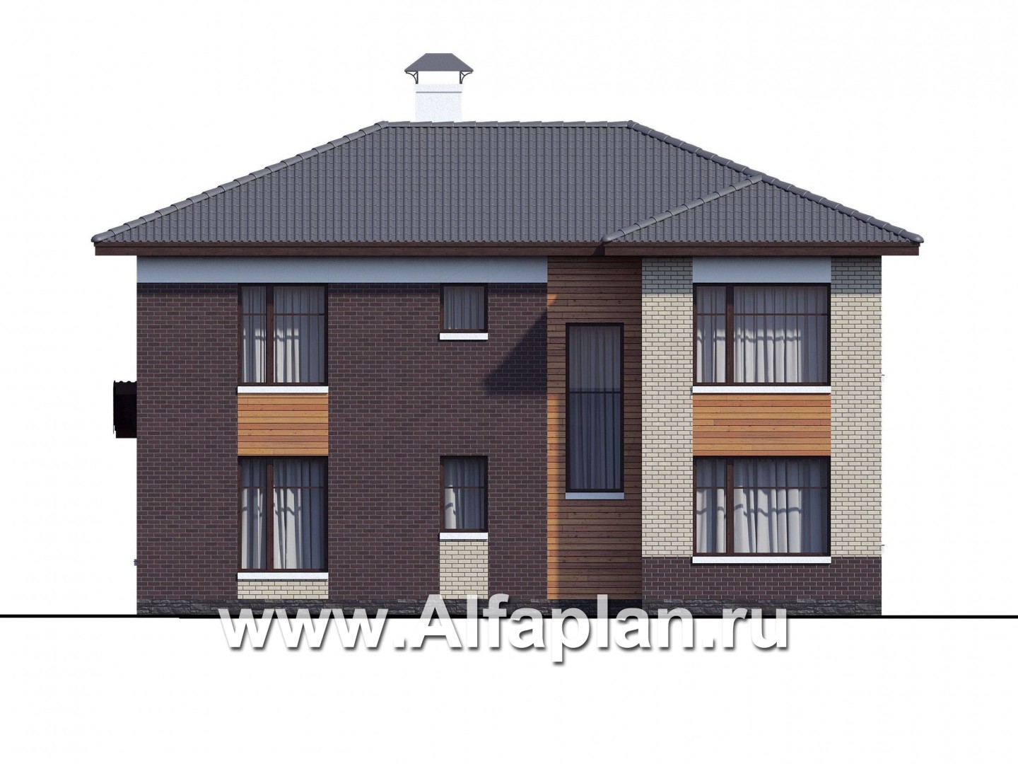 «Ренуар» - проект двухэтажного дома, планировка с двумя спальнями на 1 эт и вторым светом - фасад дома