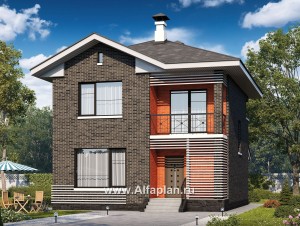 Превью проекта «Проект двухэтажного дома из кирпича «Серебро», с террасой,  для небольшой семьи»