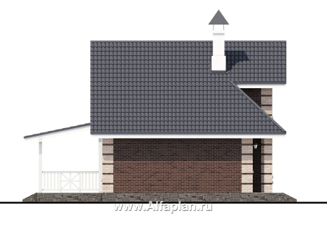 Проекты домов Альфаплан - «Замечательный сосед» - небольшой мансардный дом - превью фасада №2