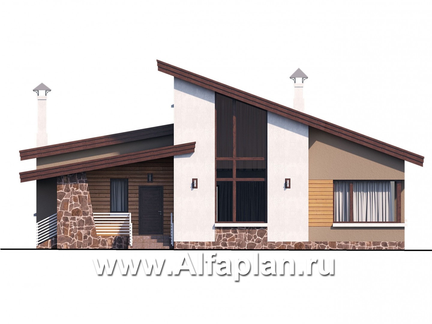 Проекты домов Альфаплан - «Каприкорн» - комфортабельный коттедж с бильярдной - изображение фасада №1