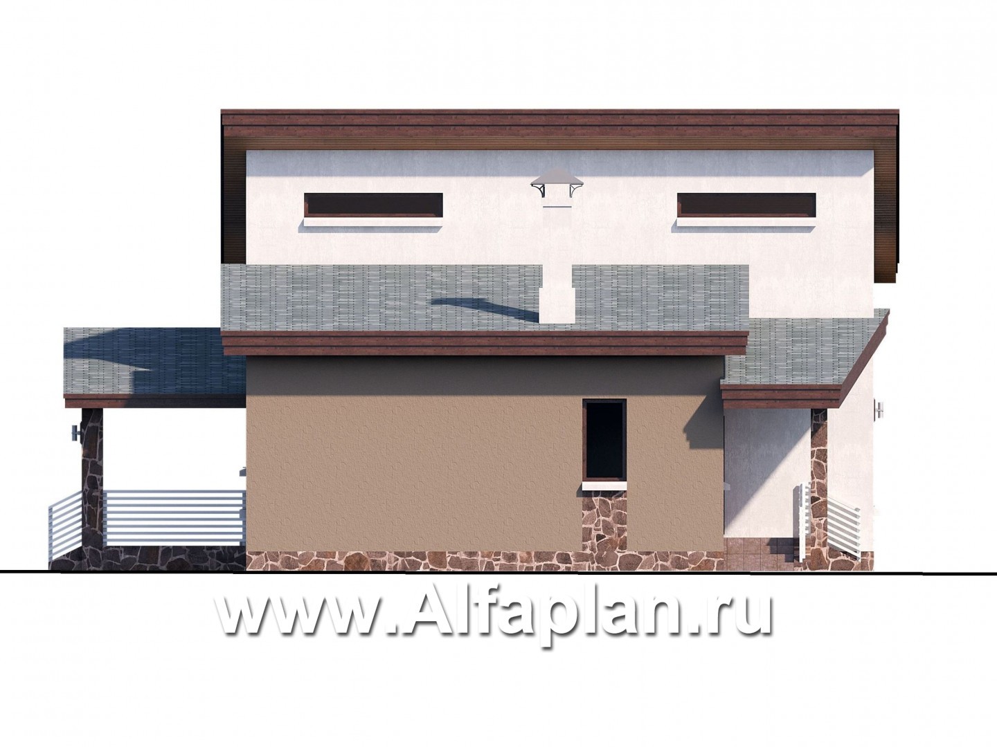 Проекты домов Альфаплан - «Каприкорн» - комфортабельный коттедж с бильярдной - изображение фасада №3