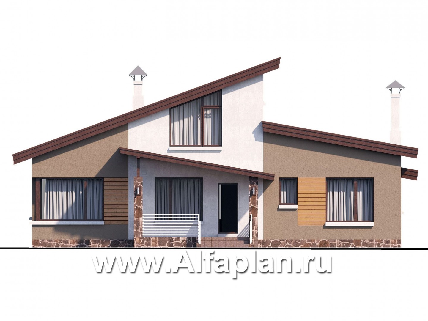 Проекты домов Альфаплан - «Каприкорн» - комфортабельный коттедж с бильярдной - изображение фасада №4