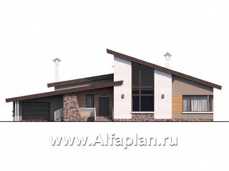 Проекты домов Альфаплан - «Каприкорн» - комфортабельный коттедж с мансардой и гаражом - превью фасада №1