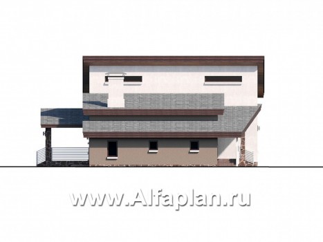 Проекты домов Альфаплан - «Каприкорн» - комфортабельный коттедж с мансардой и гаражом - превью фасада №3
