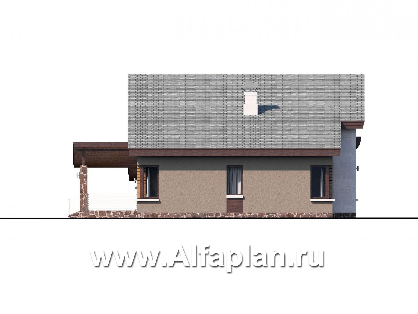 Проекты домов Альфаплан - «Каприкорн» - комфортабельный коттедж с мансардой и гаражом - изображение фасада №3