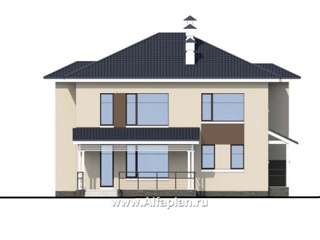 «Опал» - проект двухэтажного дома, с террасой, балконом - превью фасада дома