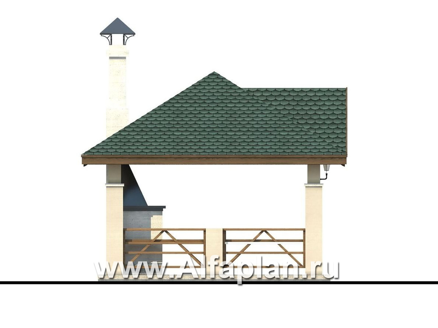 Проекты домов Альфаплан - Беседка-павильон с барбекю (летняя кухня) - изображение фасада №3