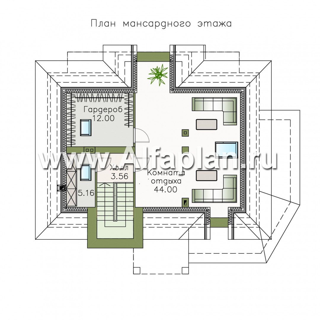 «Разумовский» - проект двухэтажного дома из кирпича, с эркером, с террасой и с балконом - план дома
