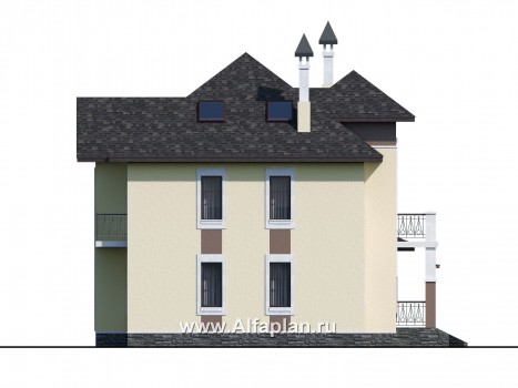 «Разумовский» - проект двухэтажного дома из кирпича, с эркером, с террасой и с балконом - превью фасада дома