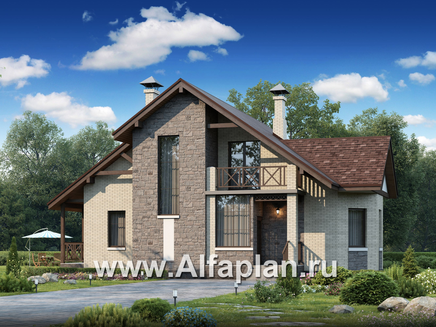 Проекты домов Альфаплан - «Зальцбург» - рациональный план дома, двускатная крыша - дополнительное изображение №1