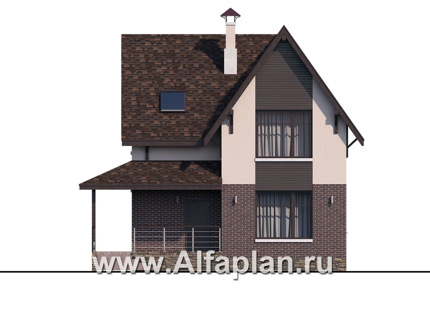 Проекты домов Альфаплан - «Оптима»- стильный современный дом из кирпичей или газобетона - изображение фасада №1