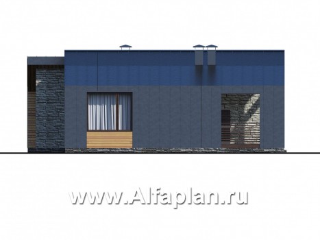 Проекты домов Альфаплан - «Гамма» - стильный каркасный дом с сауной - превью фасада №3