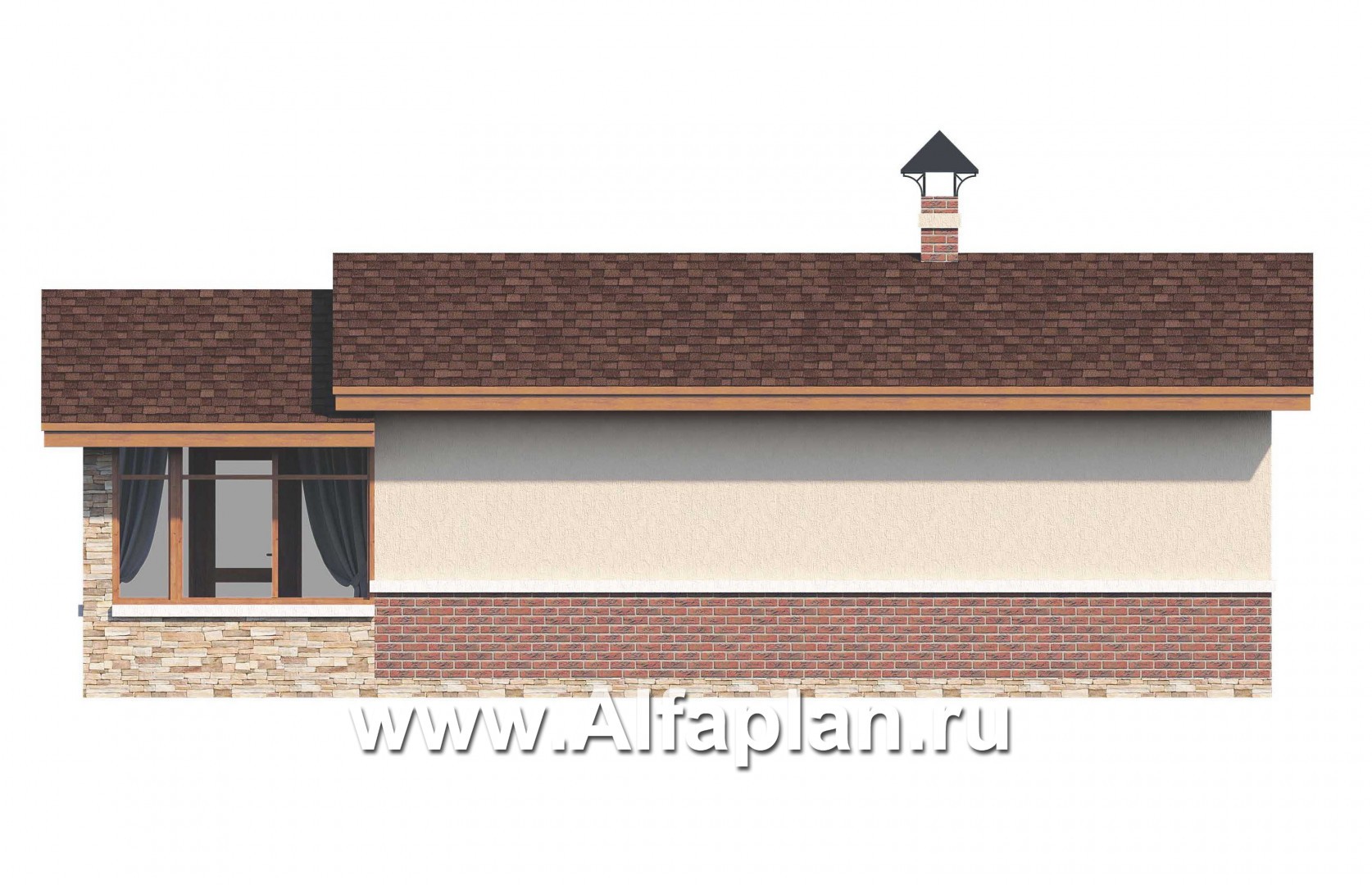Проекты домов Альфаплан - Удобная современная баня с верандой - изображение фасада №4