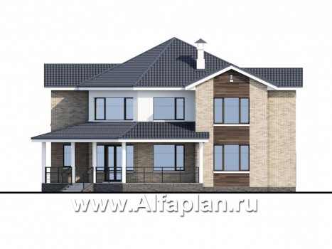 Проекты домов Альфаплан - «Махаон» - эксклюзивный дом с диагональным построением - превью фасада №4