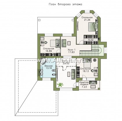 Проекты домов Альфаплан - «Затерянный рай» - коттедж с отличной планировкой и гаражом - превью плана проекта №2
