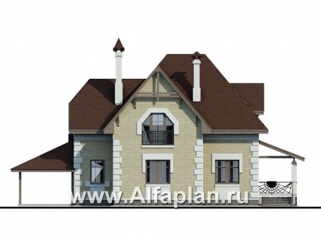 Проекты домов Альфаплан - «Клио» - коттедж с угловой террасой - превью фасада №4