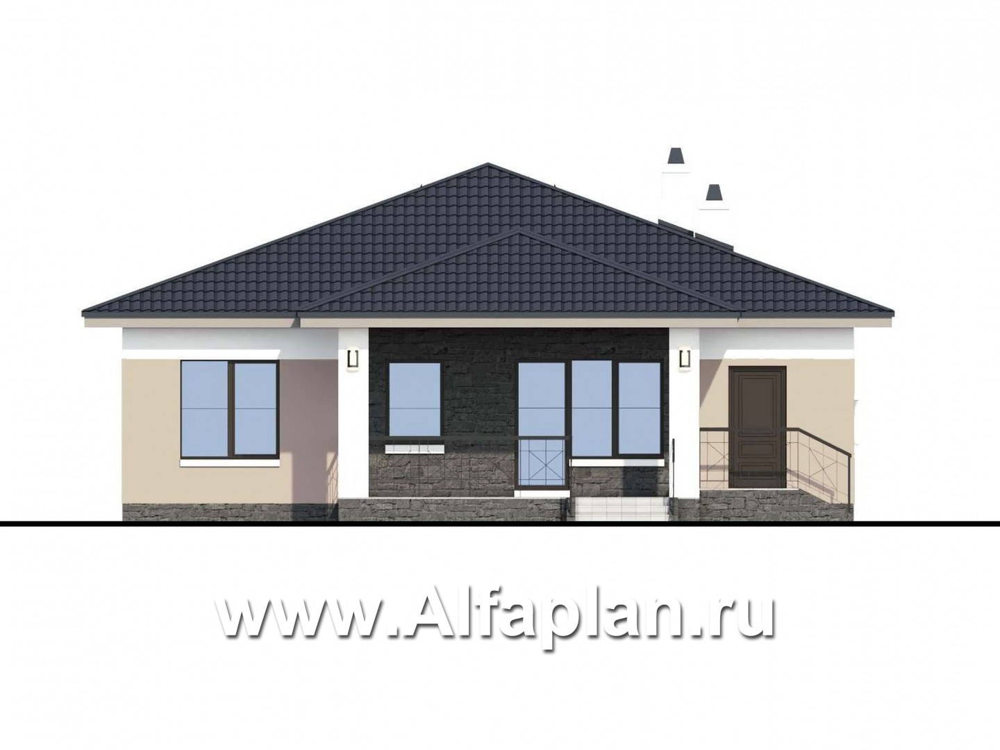 Проекты домов Альфаплан - «Княженика» - проект экономичного одноэтажного дома  сауной - изображение фасада №4