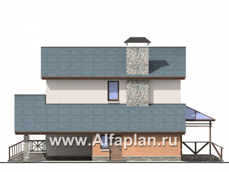 «Премьера» - проект двухэтажного дома, компактная рациональная планировка,  навес на 1 авто - превью фасада дома