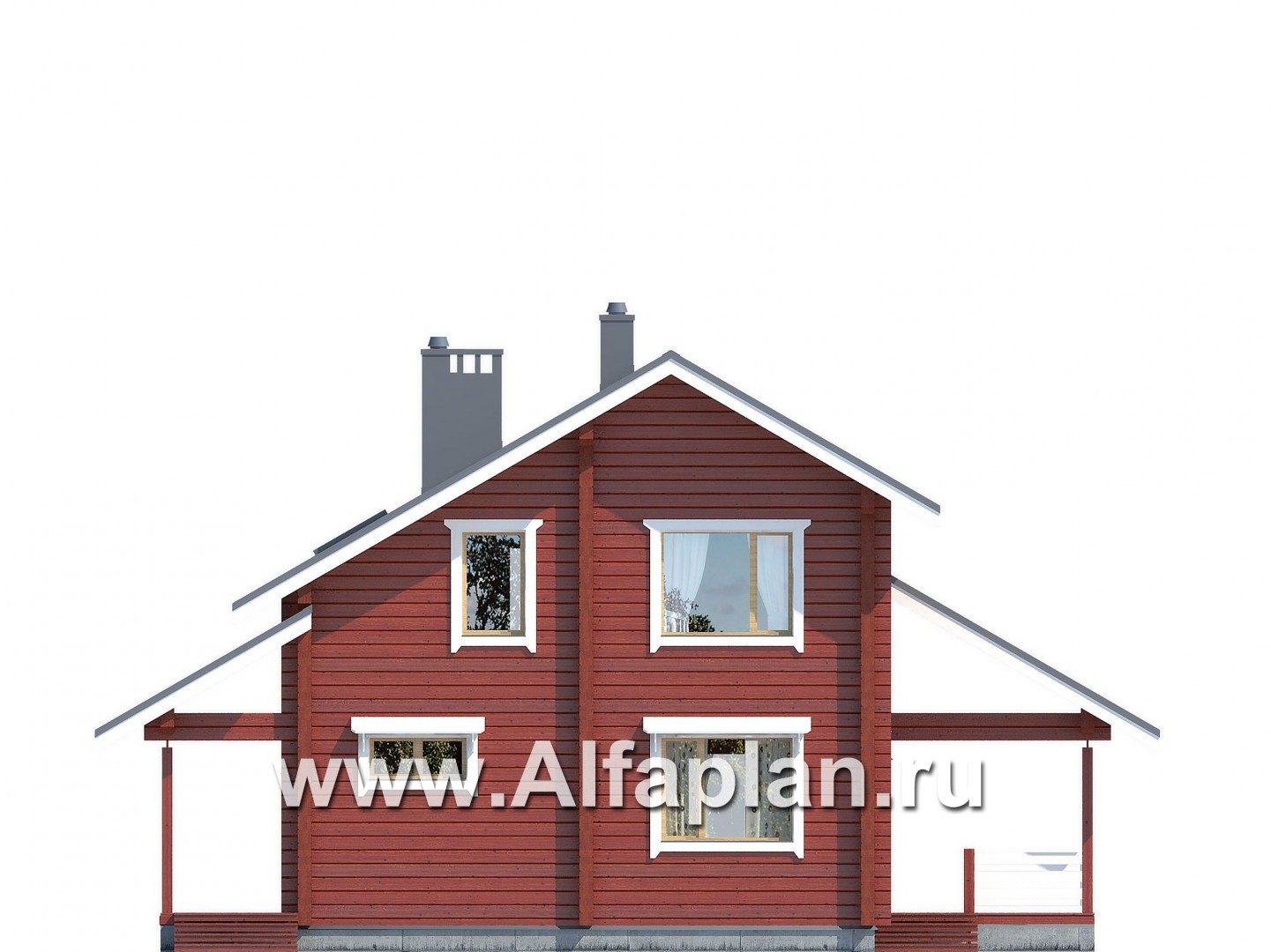 Проекты домов Альфаплан - Дом с простой двускатной кровлей и террасой - изображение фасада №1