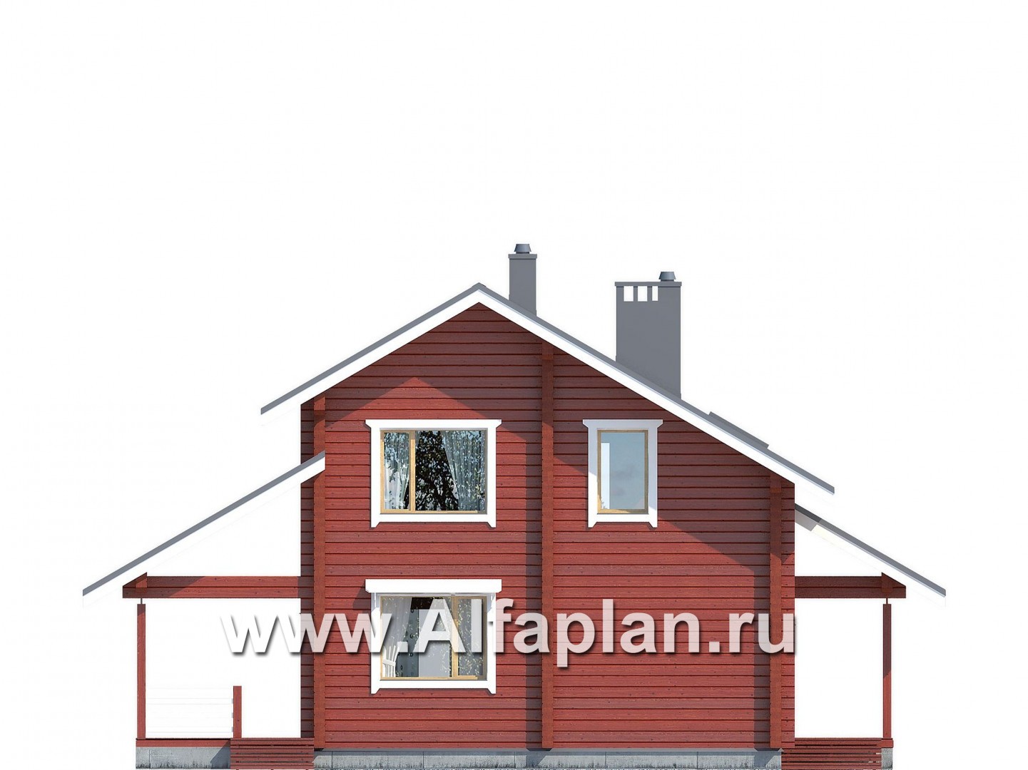 Проекты домов Альфаплан - Дом с простой двускатной кровлей и террасой - изображение фасада №3