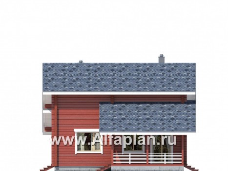 Проекты домов Альфаплан - Дом с простой двускатной кровлей и террасой - превью фасада №2