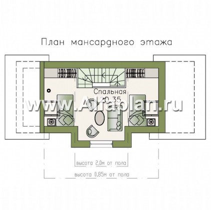 Проекты домов Альфаплан - Баня с гостевой комнатой в мансарде - превью плана проекта №2