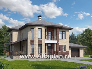 Проекты домов Альфаплан - «Статус» - современный комфортный дом с гаражом и террасой - превью основного изображения