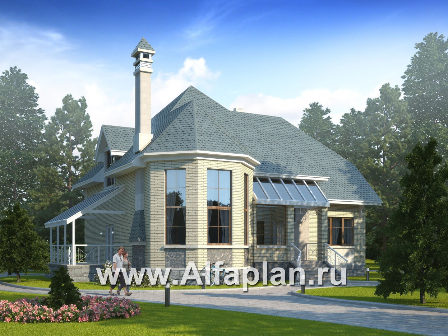 Проекты домов Альфаплан - «Суперстилиса» - проект дома с комфортной  планировкой - основное изображение