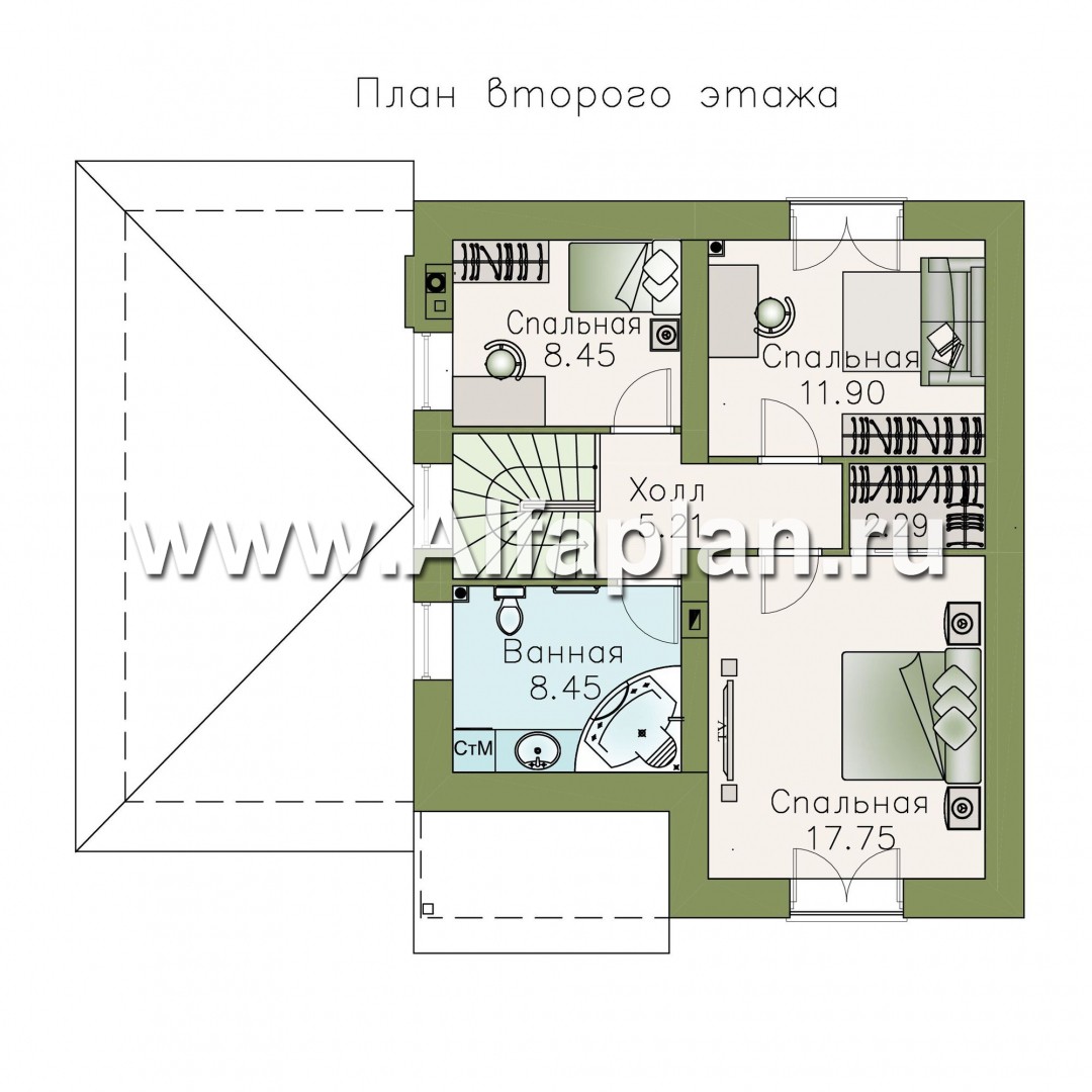 Проекты домов Альфаплан - Дом из газобетона «Оптима» - план проекта №2