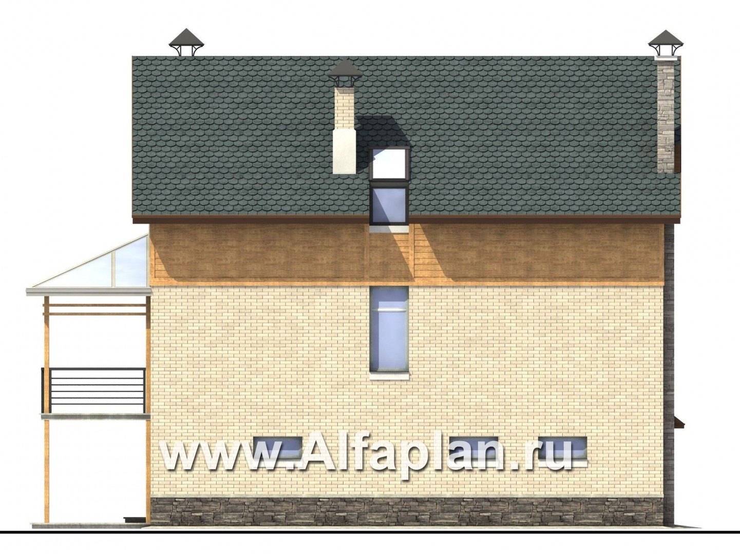Проекты домов Альфаплан - «Экспрофессо» - уникальный проект у которого нет (только перегородки) аналогов - изображение фасада №3
