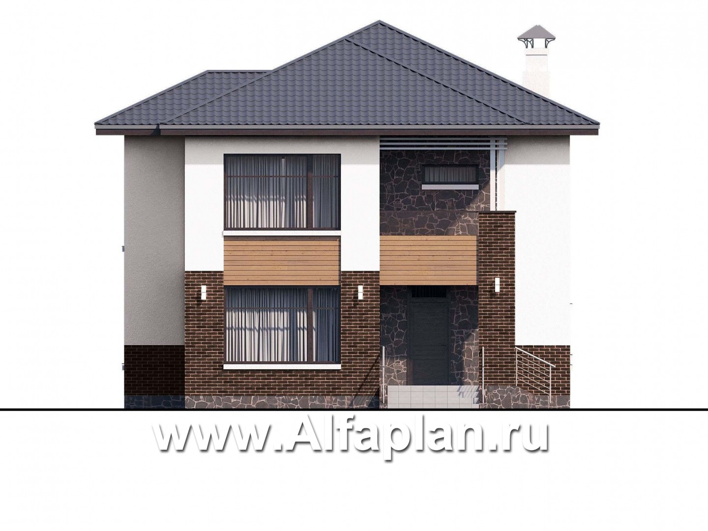 Проекты домов Альфаплан - «Ирида» - стильный современный дом - изображение фасада №1