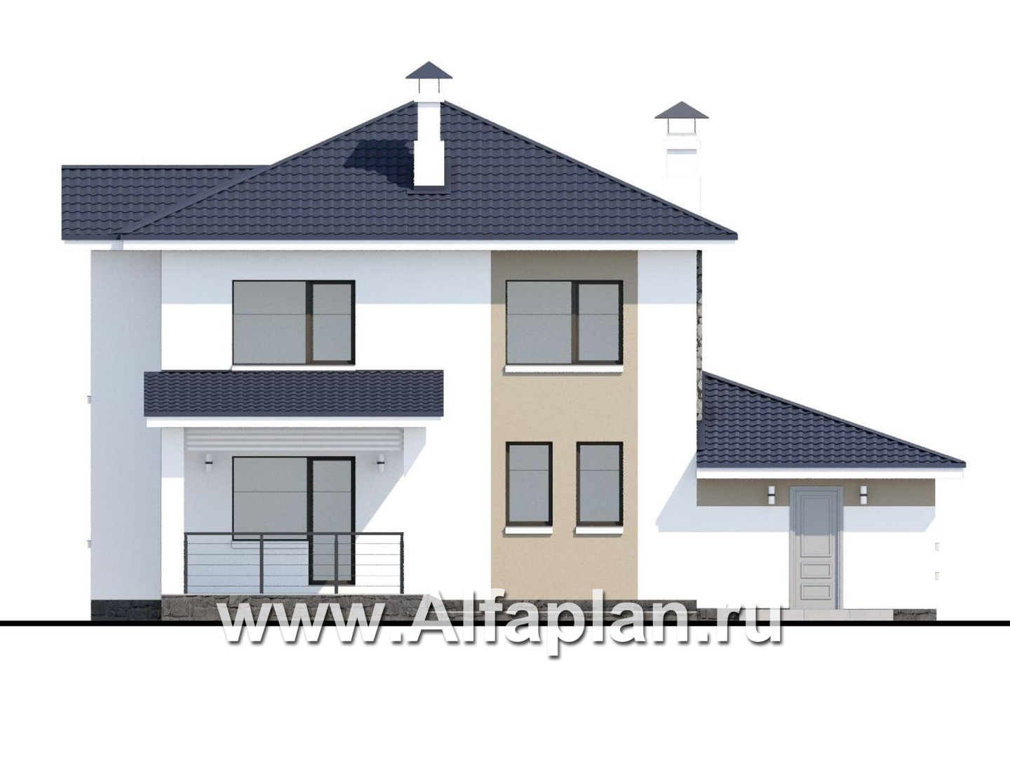 Проекты домов Альфаплан - «Лотос» - компактный современный двухэтажный дом с гаражом - изображение фасада №4