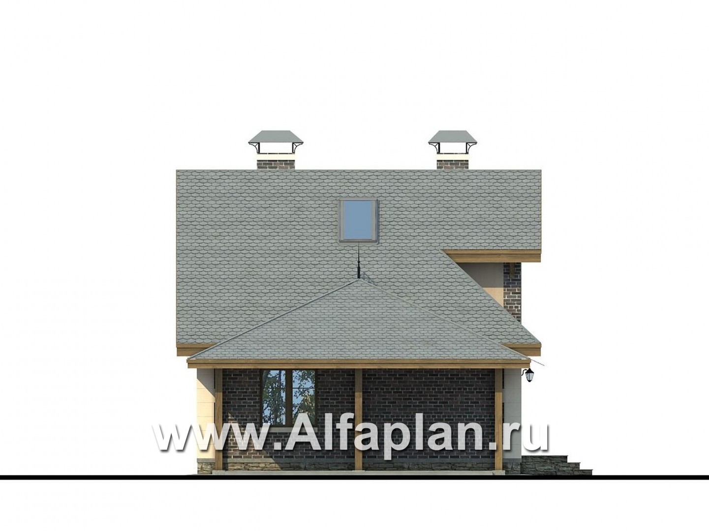 Проекты домов Альфаплан - «Замечательный сосед плюс»- дом со студией и навесом для машин - изображение фасада №3