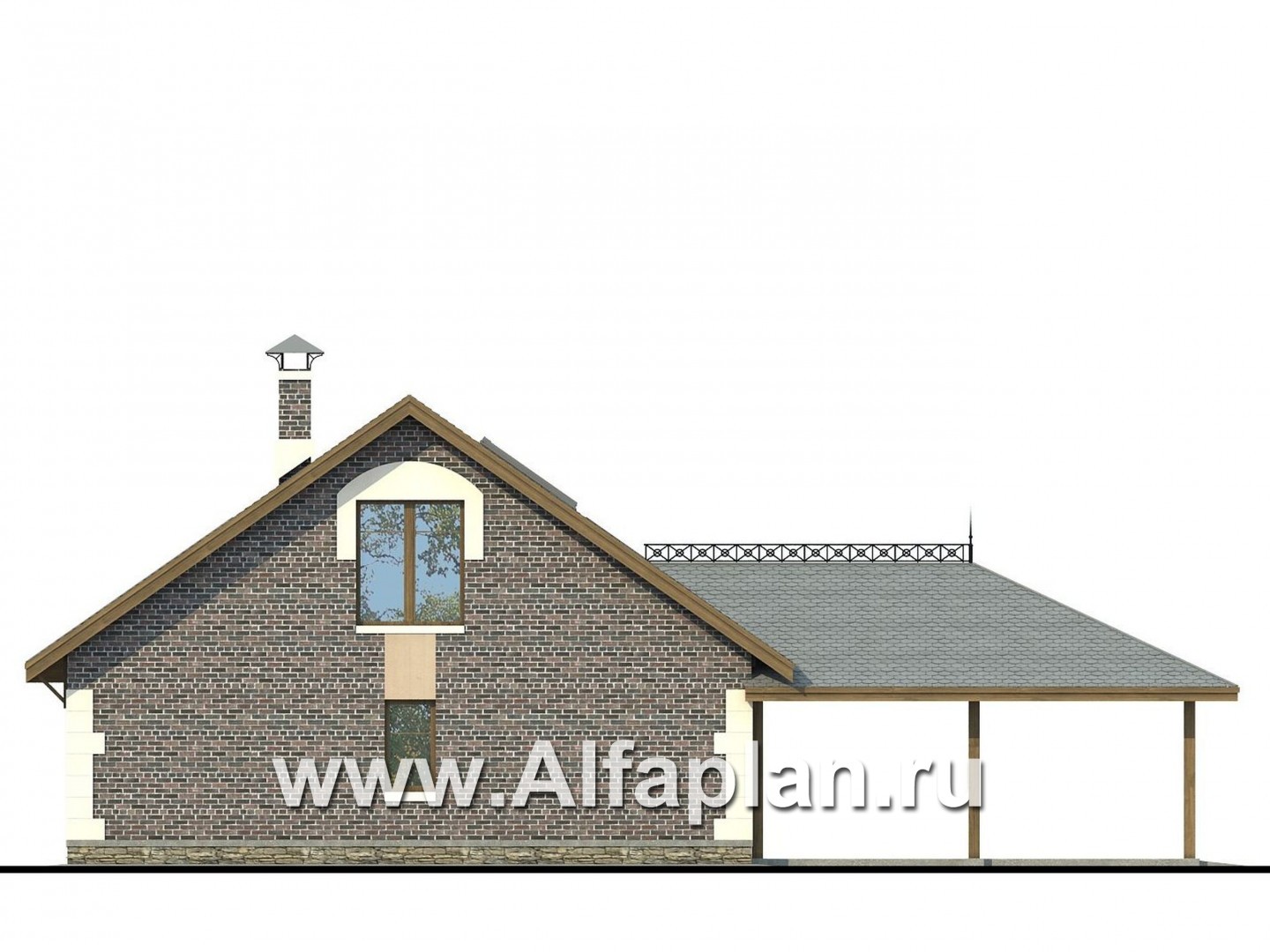 Проекты домов Альфаплан - «Замечательный сосед плюс»- дом со студией и навесом для машин - изображение фасада №4