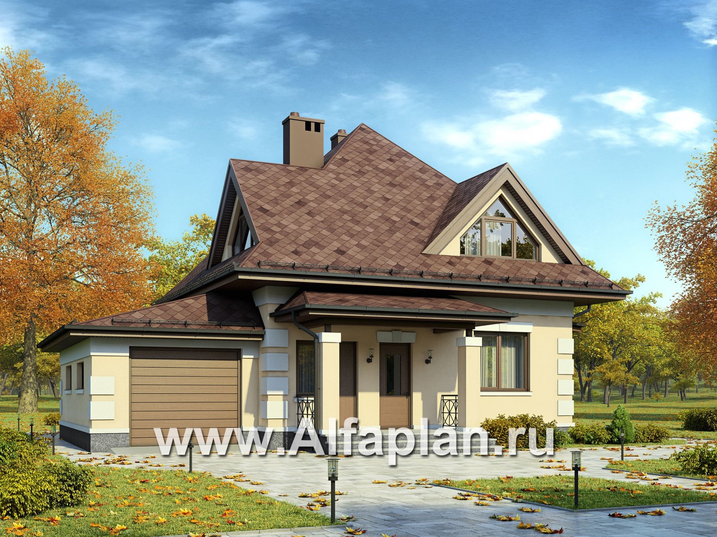 Проекты домов Альфаплан - Экономичный дом с гаражом - основное изображение