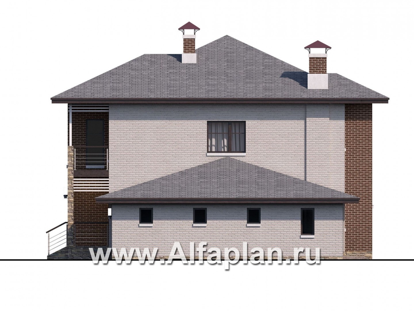 Проекты домов Альфаплан - «Печора» - стильный двухэтажный коттедж с гаражом - изображение фасада №2