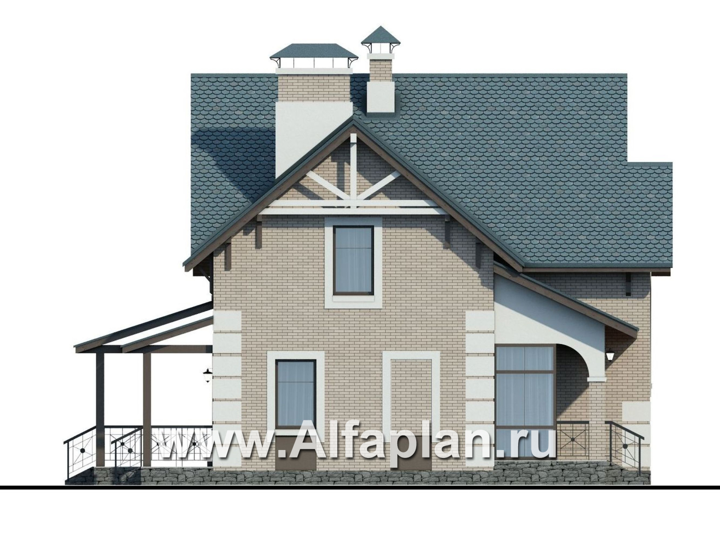 Проекты домов Альфаплан - «Приоритет»-  элегантный коттедж , удобный план дома - изображение фасада №3