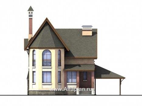 Проекты домов Альфаплан - «Аристо» - компактный дом с навесом для машины - превью фасада №1