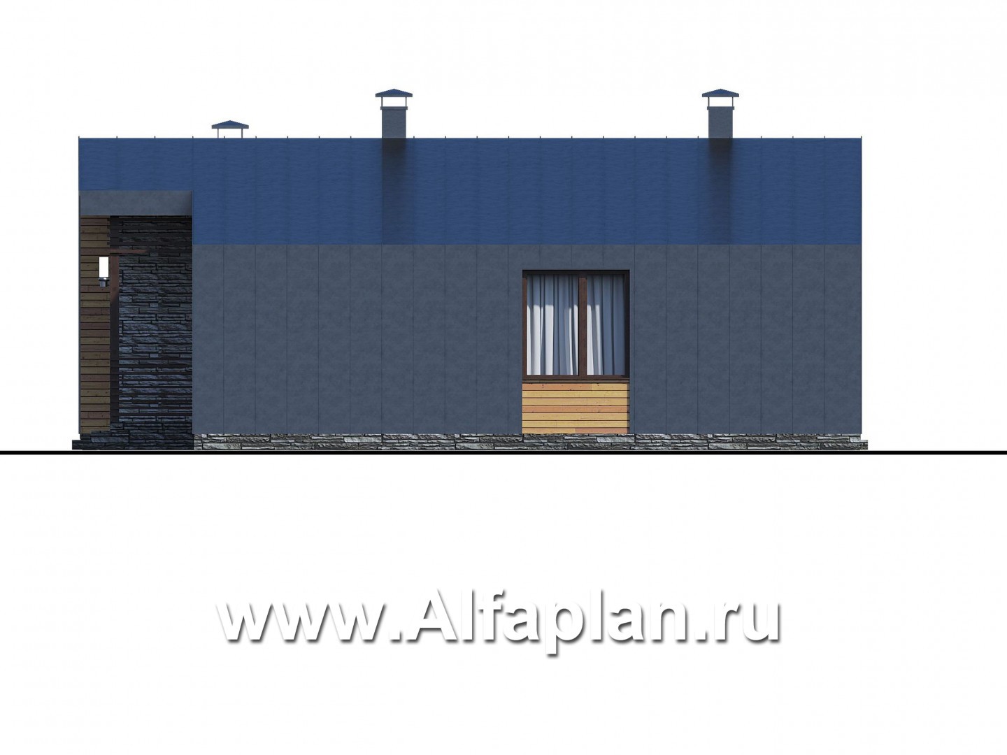 Проекты домов Альфаплан - «Альфа» - каркасный коттедж с фальцевыми фасадами - изображение фасада №2